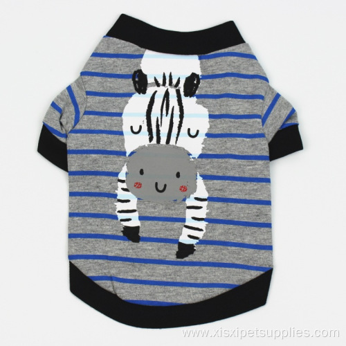 New Autumn striped cotton cartoon printing pet clothes